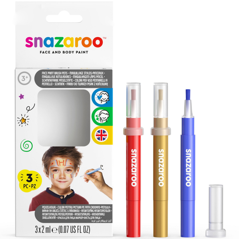 Snazaroo Face Paint Brush Pen Adventure Set (3pc)