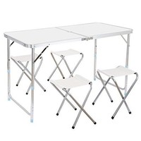 Height Adjustable Aluminum Folding Table Stool Set Parasol Hole Indoor Outdoor Height Adjustable Aluminum Folding Table Stool Set Parasol Hole Indoor Outdoor