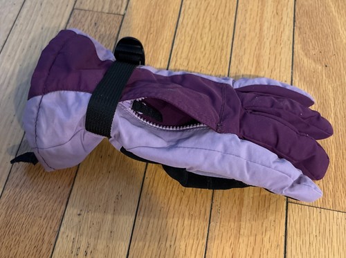 Lands’ End Kids Purple Insulated Ski Gloves Size Large ID Zipper On Outer - Picture 3 of 4