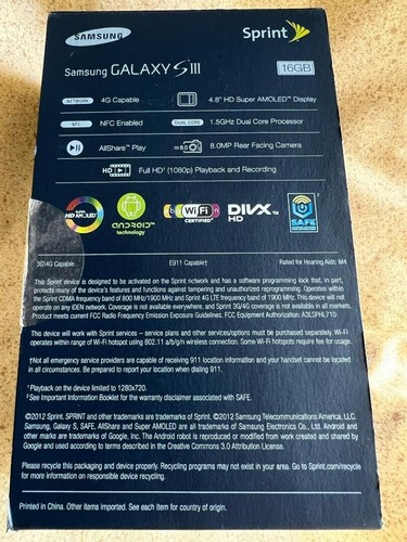 Samsung Galaxy S III SPH-L710 16GB Pebble Blue original box extra battery, more - Picture 4 of 12