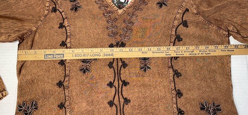 NWT Charlie Paige Boho Tunic Dress Embroidered Sz L/XL 44 Chest NEW Bronze Soft! - Picture 13 of 22