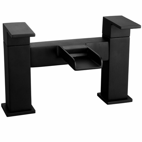 Bathroom Modern Waterfall Black Basin Sink Mono Square Mixer Tap Filler Waste - Picture 12 of 21