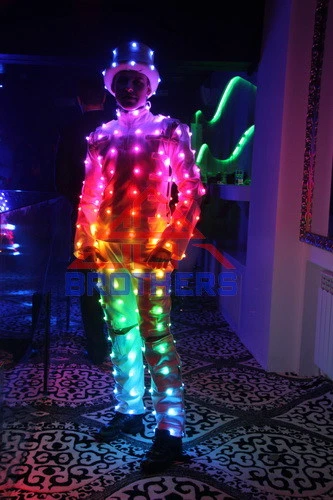  Fantasia de LED para fantasia de palco de performance show de néon traje de cavalheiro - Imagem 3 de 3