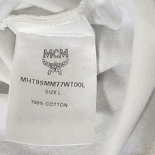 MCM Logo Orange Tape Print T-shirt Men's Large White Made in Italy 100% Cotton - Picture 6 of 9
