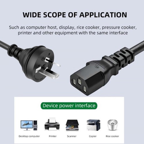 SAA Approved Power Cable 3 / 2 Pin Figure 8 Australian Plug to IEC-C7 C13 Socket - Picture 17 of 38