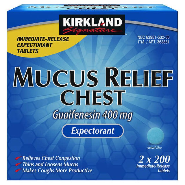 Kirkland Mucus Relief Guaifenesin 400mg Chest Expectorant 200 400 600 800 Tablet Kirkland Mucus Relief Guaifenesin 400mg Chest Expectorant 200 400 600 800 Tablet