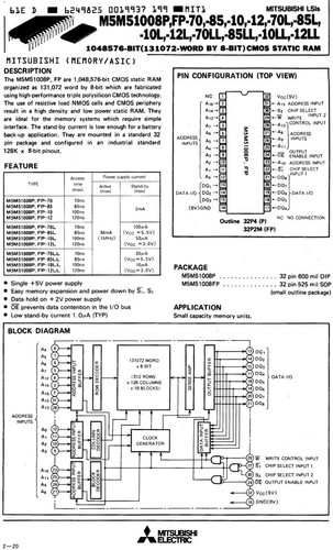 SRAM 256×1 , 256×4 , 1k×1 , 1k×4 , 4k×4 , 16k×1, 64k×1 , 8k×8 , 32k×8 , 128k×8 - Picture 58 of 58
