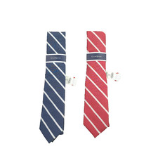 LOT of 2 Club Room Men's Classic Stripe Tie Red  Navy Necktie