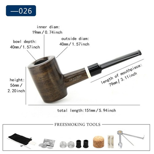 Tobacco Pipe Wooden Smoking Pipe with Free Accessories 9mm filter Stand Cleaner - Picture 14 of 19