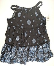 Free People Talk to Me Trapeze Tiered Dress Scoop Neck Black Combo Boho Small