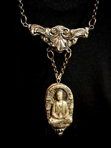oriental jewelry asian necklace vintage buddhist talisman buddha pendant amulet - Picture 3 of 12