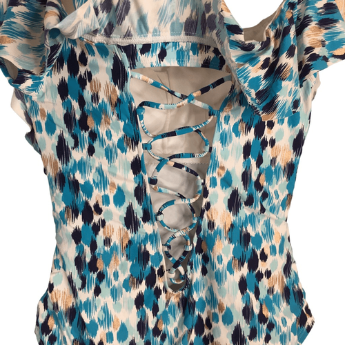 La Blanca Seaglass Shores Off Shoulder Ruffle One Piece Swimsuit Women 6 Blue #A - Picture 6 of 12