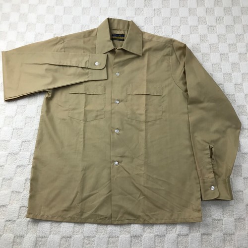 True Vintage 60s Tops All Loop Collar Shirt Men Small Button Up Brown Woolworths - Picture 2 of 11