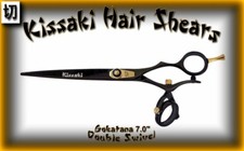 Kissaki 7.0" Gokatana DOUBLE SWIVEL Black BLK Hair Cutting Scissors Salon Shears