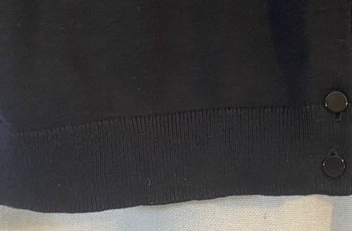 Cárdigan suéter para mujer TALBOTS M negro con botones blanco diseño de apliques de flores - Imagen 15 de 15