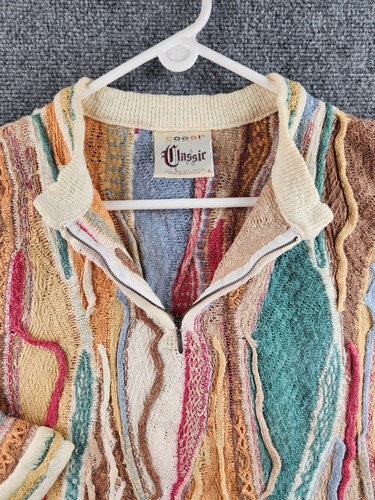 COOGI Classic Australia Sweater Women Knit Intricate Colorful 1/4 Zip Small Art - Picture 7 of 19