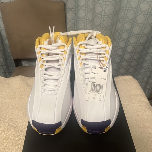 Adidas Crazy 1 Herren Größe 8 Lakers Home 2022 Kobe Bryant Weiß Gelb Lila Neu - Bild 1 von 6