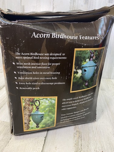 Tom Torrens BIRD Copper Tone Hand Crafted Acorn Bird House NEW Open Box - Rare - Picture 12 of 19
