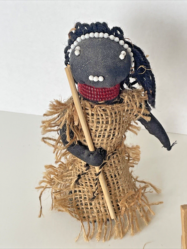 Vintage Zulu Krippe Afrikanische Puppen Weihnachten 4 Teile inkl. Krippe - Bild 3 von 11