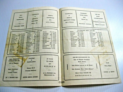 9/16/1932 SOUTHEASTERN LOUISIANA COLLEGE v SOUTHWEST MISS. JUNIOR COLLEGE RARE!! - Picture 2 of 3