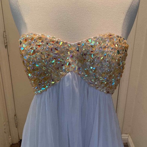 La Femme White Yellow Rhinestone Pageant Prom Evening Dress - Picture 2 of 9