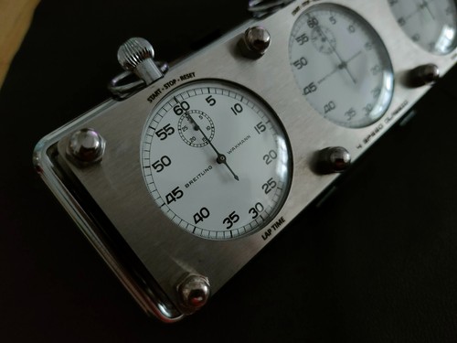 Juego de 3 temporizadores de tablero Breitling Wakmann Valjoux 24 cronómetros cronógrafos vintage - Imagen 4 de 10
