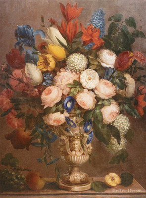 16/" PRINT Flowers in Vase,1843 Kolesinski ANTIQUE MUSEUM ART //STILL LIFE ROSES