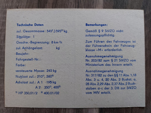 🢂DDR VEB FORTSCHRITT KTA KFZ BRIEF BETRIEBSERLAUBNIS BODENFRÄSE E931 A41 - Bild 2 von 2