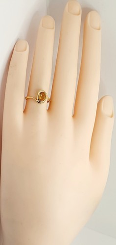 9ct Gold Citrine Solitaire Single Stone Wave Curve Twist Shoulder Ring - Picture 21 of 21