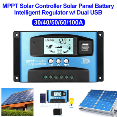 Solar Laderegler 10A - 100A PWM MPPT Solar Panel Controller Regulator 12V/24V