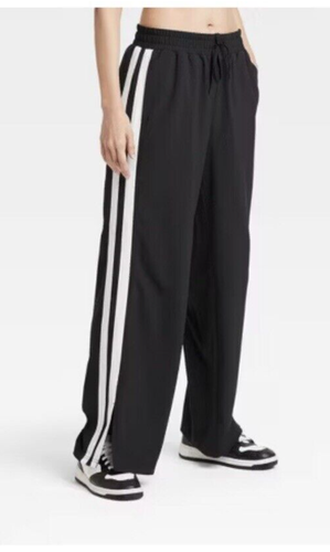 Women's Mid-Rise Piped Track Pants - JoyLab Black Medium Extra Long Length NEW!!