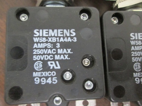 Siemens, W58-XB1A4A-3, 3A, Thermal Circuit Breaker, Used, Lot of 14 - Picture 3 of 6