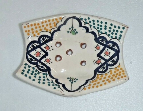 HAND PAINTED CERAMIC  MULTI COLOUR OBLONG SOAP DISH * SAFI POTTERY - Picture 15 of 38