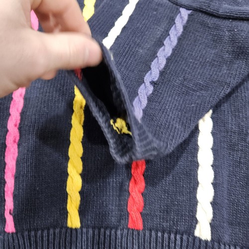 VTG 80s Women L Totally Rad Bright Colors Knit Sweater Cable Knit Stripes - Picture 10 of 22