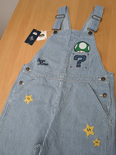 Super Mario Kids Overalls Hickory 140~150cm 10T New From Japan Bandai - Picture 3 of 18