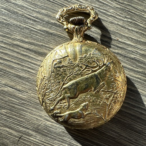 Vintage Arnex 17 Jewel Incabloc Swiss Pocket Watch Gold Plated Hunting Moves - Picture 4 of 5