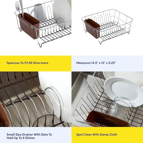 2-Piece Dish Drying Rack & Cutlery Holder Set - Compact Sink-Fitting 1 Bronze - Imagen 7 de 7
