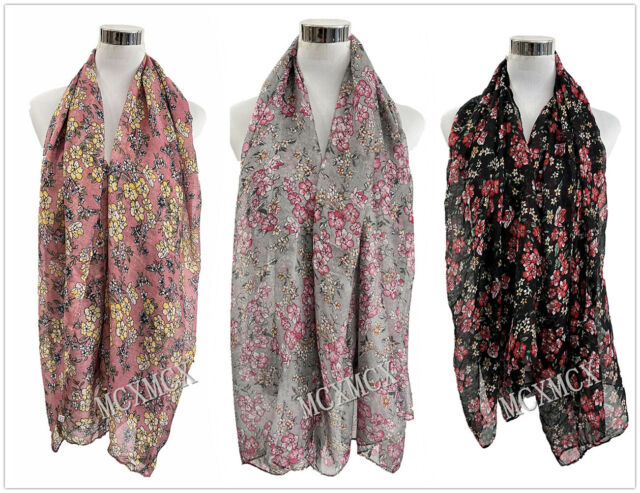 New Classic Vintage Flower Pattern Print Scarf Warp Stole UK Stock New Classic Vintage Flower Pattern Print Scarf Warp Stole UK Stock