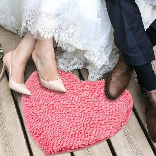 Valentine'S Day Heart Shaped Rug Chenille Non Slip Bathroom Rug Decorative Love - Picture 7 of 7