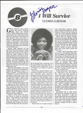 GLORIA GAYNOR Signed Book Page / Singer Autographed