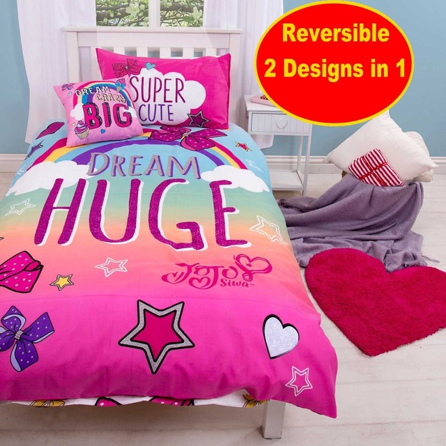 jojo siwa bows rainbow single duvet cover set kids bedding - 2