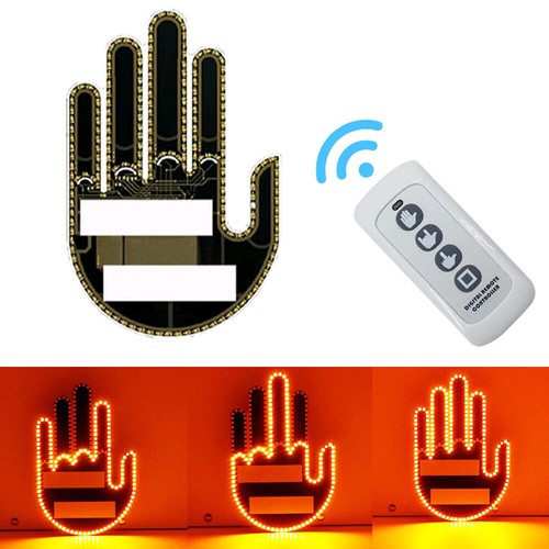 Car Light Decor Middle Finger Gesture Light Rear Window Light Decor Accessories - Picture 3 of 9