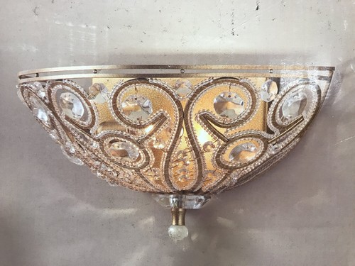 Wall Sconce Specialty Glass Accented Antique Gold Finish Shade Portfolio - Picture 2 of 3