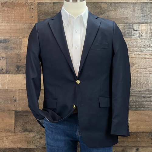 Stafford Wool Blazer Mens 38R Navy Blue Sport Coat Suit Jacket 2 Button Casual