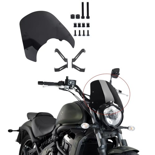 Black Plastic Windscreen Windshield Bracket For Kawasaki VN650 EN650 ABS 2015-22 - Picture 1 of 13