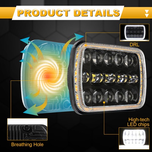 Faros LED de 7x6 pulgadas luz de señal de giro de haz alto bajo para Mitsubishi Mighty-Max - Imagen 6 de 12