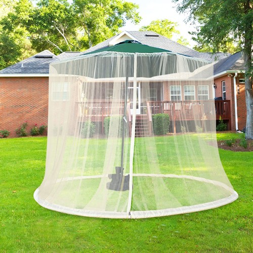 10 Fuß/11 Fuß/12 Fuß Terrassenschirm Moskitonetz Insektenschutz mit Reißverschluss Tür - Bild 40 von 50