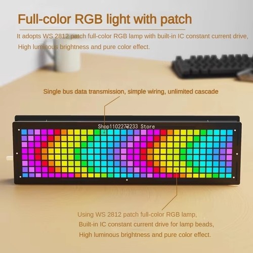 DIY Kits RGB Full Color Tone Voice Pickup 32*8 Dot Matrix Music Spectrum Clock - Picture 5 of 7