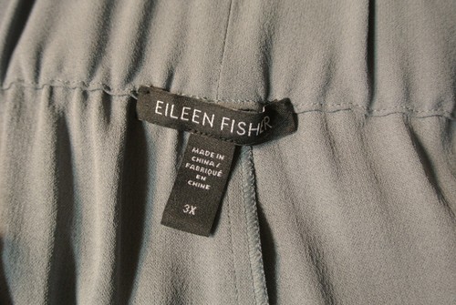 NEW Eileen Fisher Silk Georgette Wide-Leg Pant Slits in Pewter Size 3X #P2085 - Picture 4 of 5