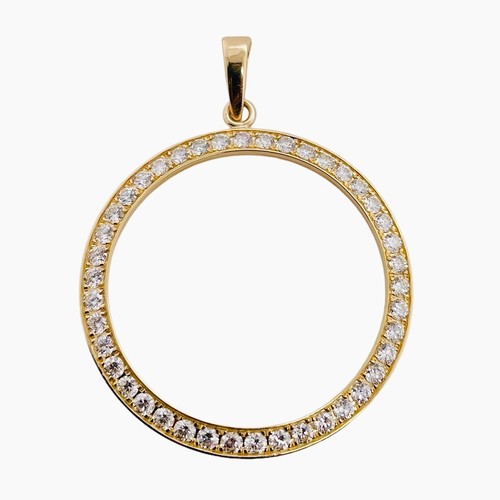 14ct Yellow Gold Circle Diamond Pendant cast 8.97gm Preloved - Picture 3 of 8